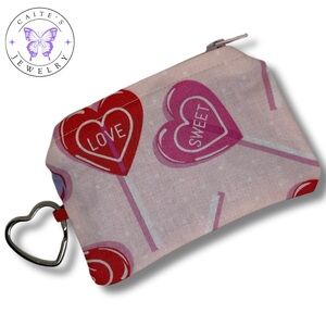 Handmade Coin Purse with a Valentine’s Lollipop Fabric
